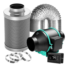 MarsHydro Hydroponics Mars Hydro 4 inch Inline Duct Fan and Carbon Filter Combo with Thermostat Controller