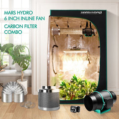 MarsHydro Hydroponics Mars Hydro 6 inch Inline Duct Fan and Carbon Filter Combo with Speed Controller