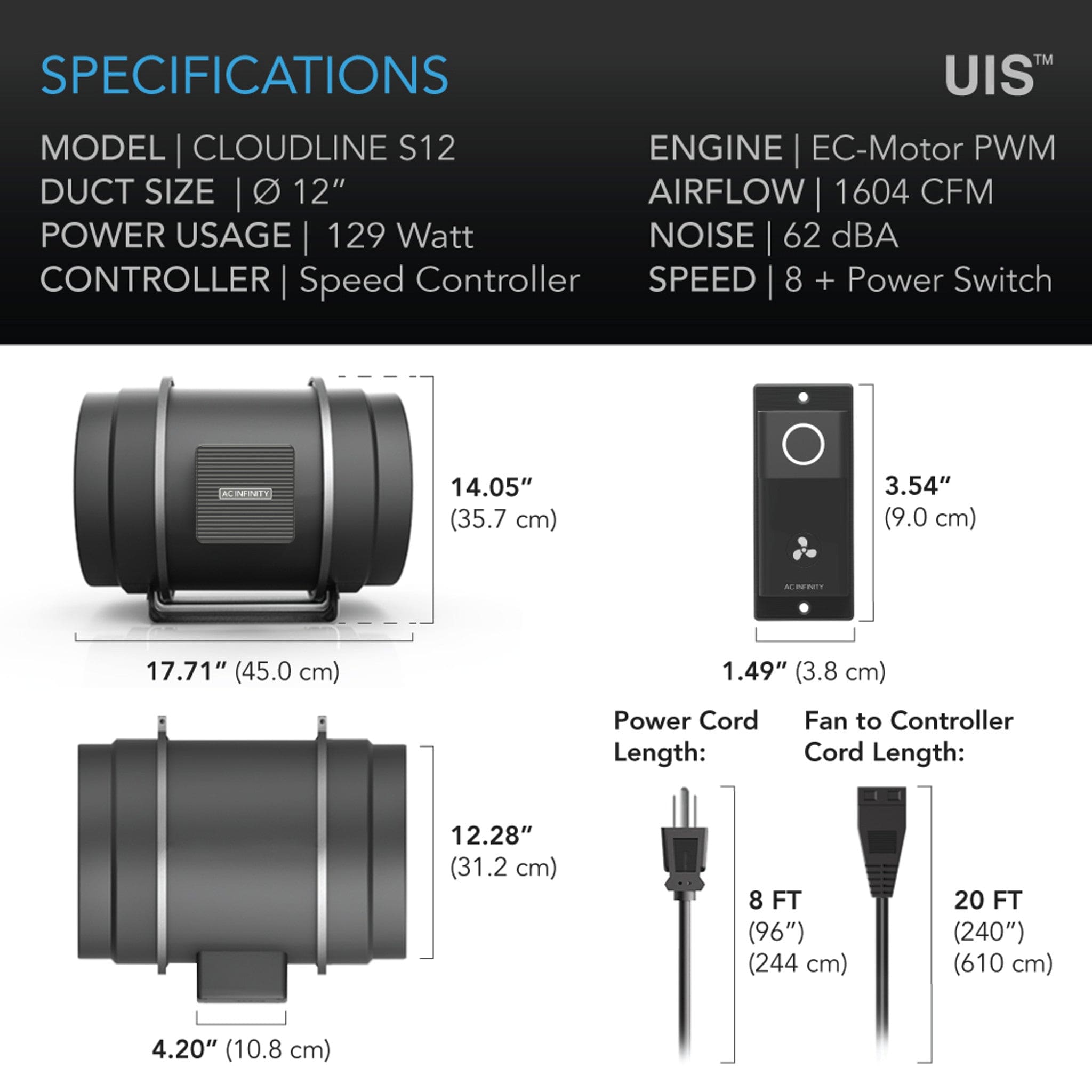 V4 - Complete 4 inch Ventilation kit with Cloudline AC Infinity