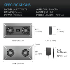 Ac Infinty Crawl Space and Basement Ventilation AIRTITAN T8, Crawl Space and Basement Ventilator Fan, Temperature and Humidity Controller, IP-44 Rated, Exhaust