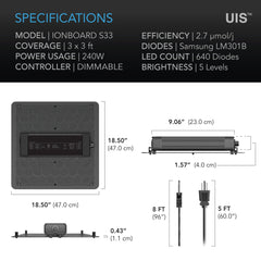 Ac Infinty LED Grow Lights IONBOARD S33, Full Spectrum LED Grow Light 240W, Samsung LM301B, 3x3 Ft. Coverage