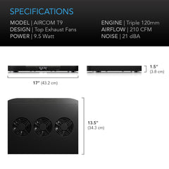 Ac Infinty Component Cooling Systems AIRCOM T9, Receiver and AV Component Cooling Fan System, Top Exhaust 17"