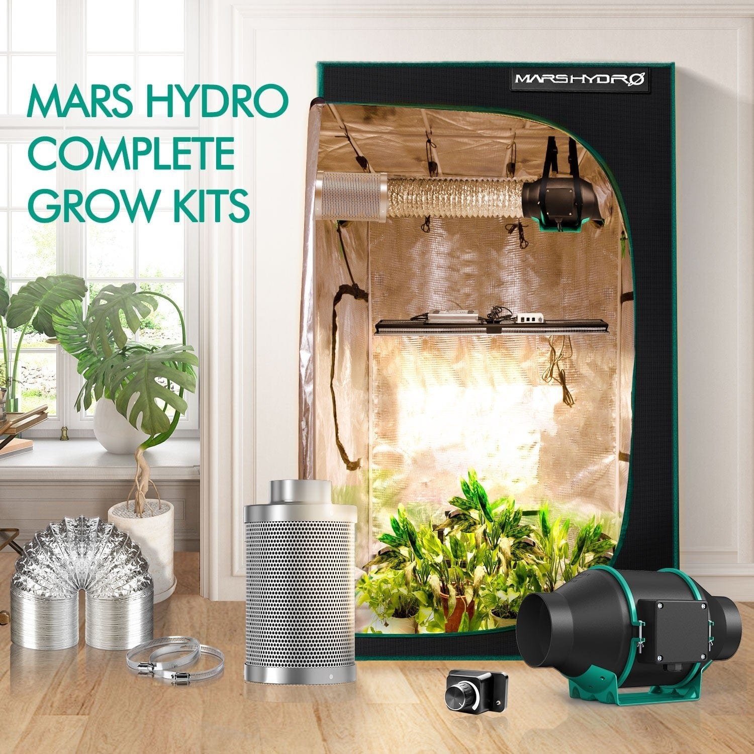 mars hydro 2x2 grow tent kit Mars Hydro SP 3000 LED Grow Light + 2'X4'(60X120CM) Indoor Complete Gr – Vinehydroponics