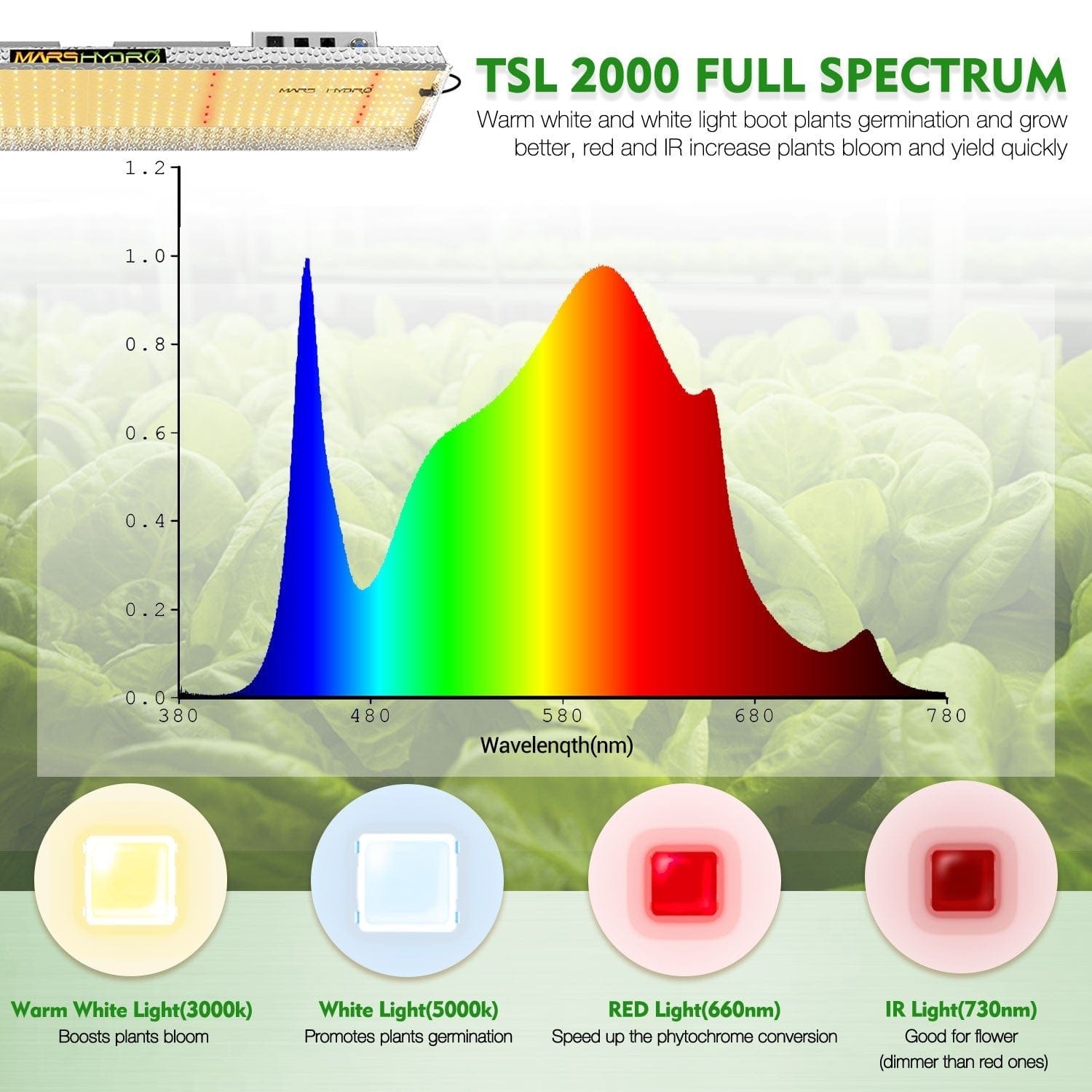 Mars Hydro TSL 2000 Full Spectrum Dimmable 300W LED Grow Light –  Vinehydroponics